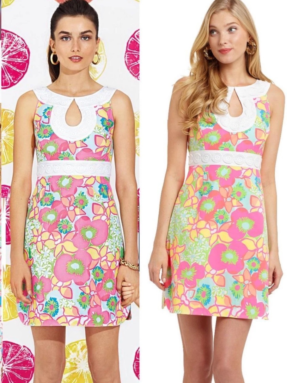 Lilly Pulitzer Candice Ice Cream Social floral print keyhole shift dress size 4